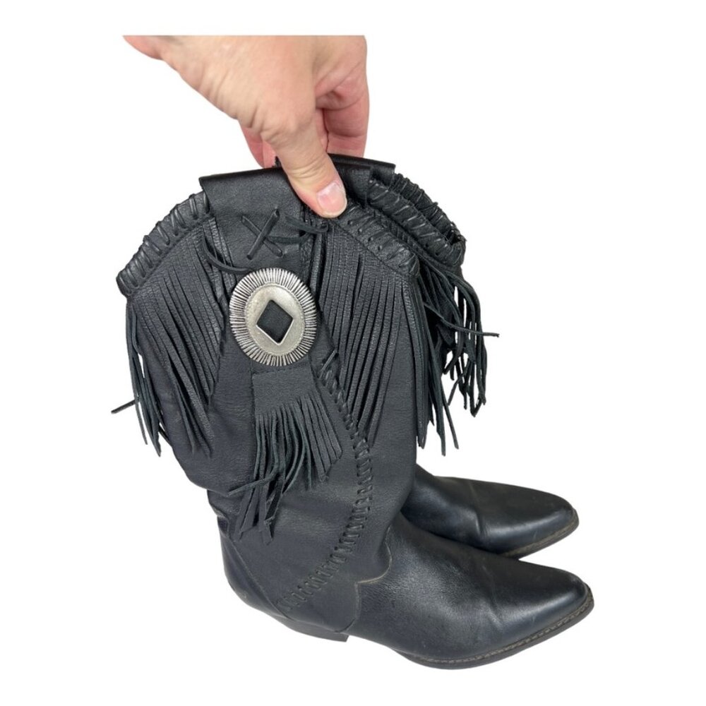 Circle S‎ Fringe Leather Cowboy Boots